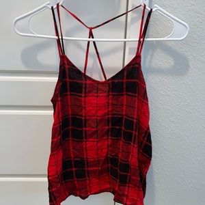 Red and black plaid tank top